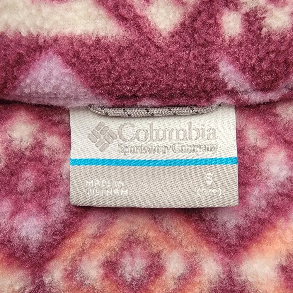 Columbia Kids Full Zip Fleece Jacket Purple Orange Aztec Print Size Small 7/8